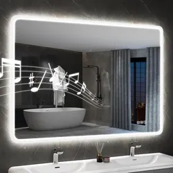 32" x 24" LED Bathroom Mirror Bluetooth Speaker Anti-Fog Vertical Horizontal Backlit Front Lit makeup