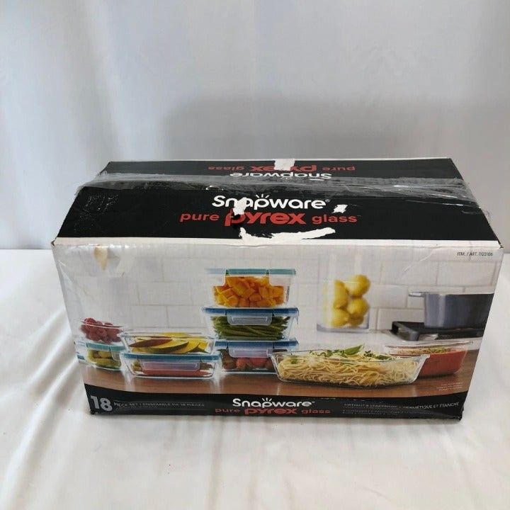 As is Snapware Pyrex 18-piece Glass Food Storage Set