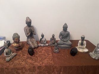 Buddha Statue Collection and Framed Art Set