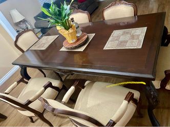 Wood Dining Table with 6 Chairs