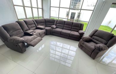 Large Sectional Recliner Sofa Set with Armchair