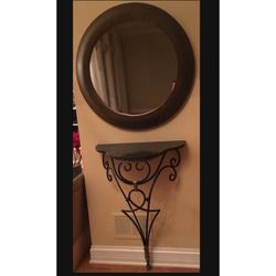 Global Views French Scroll Wall Console Black Granite Top