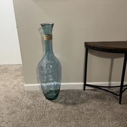 40” Tall Blue Glass Vase