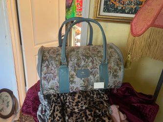 Vintage Dog Cat Pet Carrier Tapestry Carpet Bag