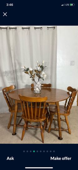 Solid Wood Kitchen Dining Table With 4 Chairs
