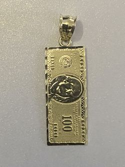 10k Real Gold 100 Bill Pendant Charm 