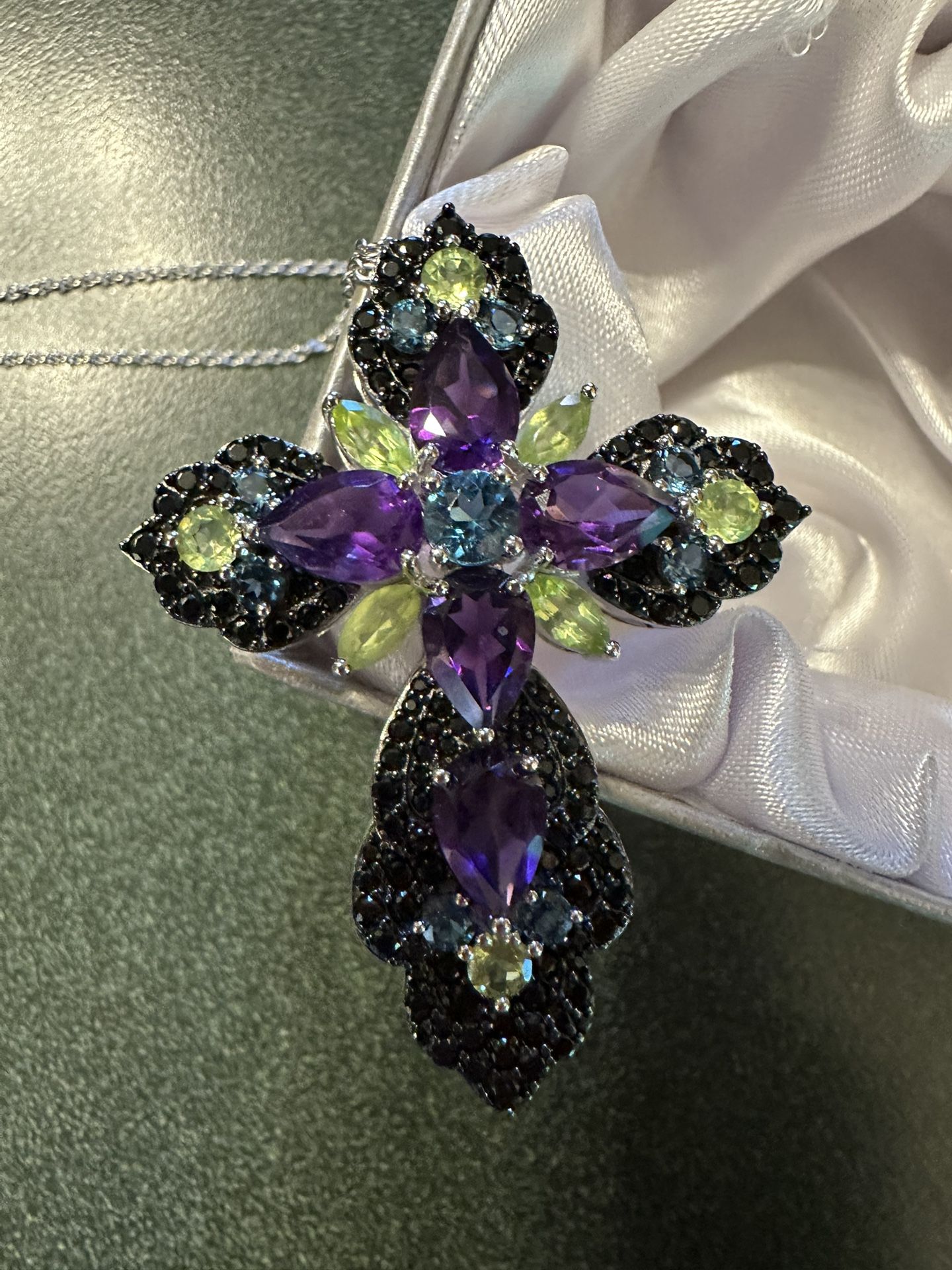 Sterling Silver Multistone Cross