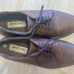 NEW Trails End Mens Laced Genuine Leather Shoes Size 9 Nine Brown Unfinished 1” Heel