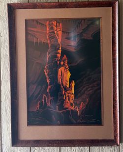 Vintage ED MELL Hand-Signed Art Print 'Kubla Kahn' Framed (38" x 28.5")