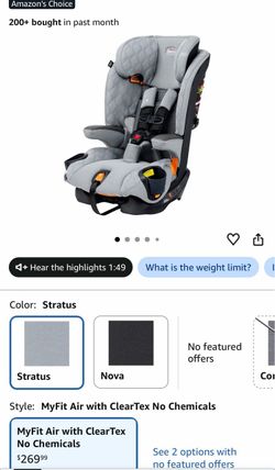 Chicco MyFit Air ClearTex Harness Booster Car Seat