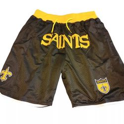 Just Don x Mitchell & Ness New Orleans Saints NFL Jersey Shorts XL Good Cond

