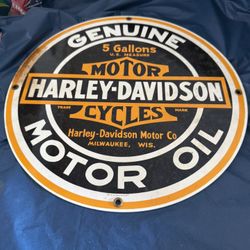Vintage Porcelain Andy Rooney Harley Davidson Sign . Very Nice ! 