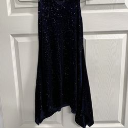 Zunie Girls Blue Sleeveless Velour Glitter Dress - Size 8 -   EUC 