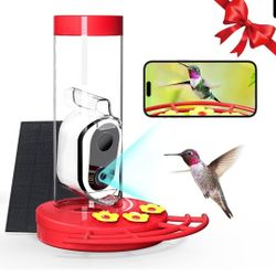 Hummingbird Feeder with Camera Solar Powered AI Bird Watching App Alerts