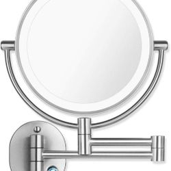 Makeup Mirror Wall Mounted 10x Magnification Vanity Mirror 360 Rotating Double Sided Cosmetic Mirror for Shaving in Bedroom

