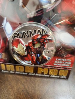 Fiji Half Dollar Uncirculated  Silver Plated With Marvel Iron Man That Lights Up