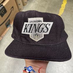 Vintage 1990’s Los Angeles Kings Pro Star Wool Plain Logo Snapback Hat NWA rap