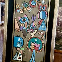 Lebo Abstract Owl Painting 