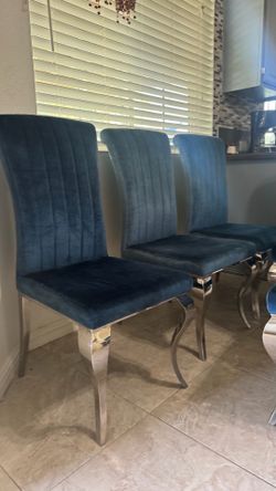 Blue Upholstered side or dining Chairs (Set of 5)