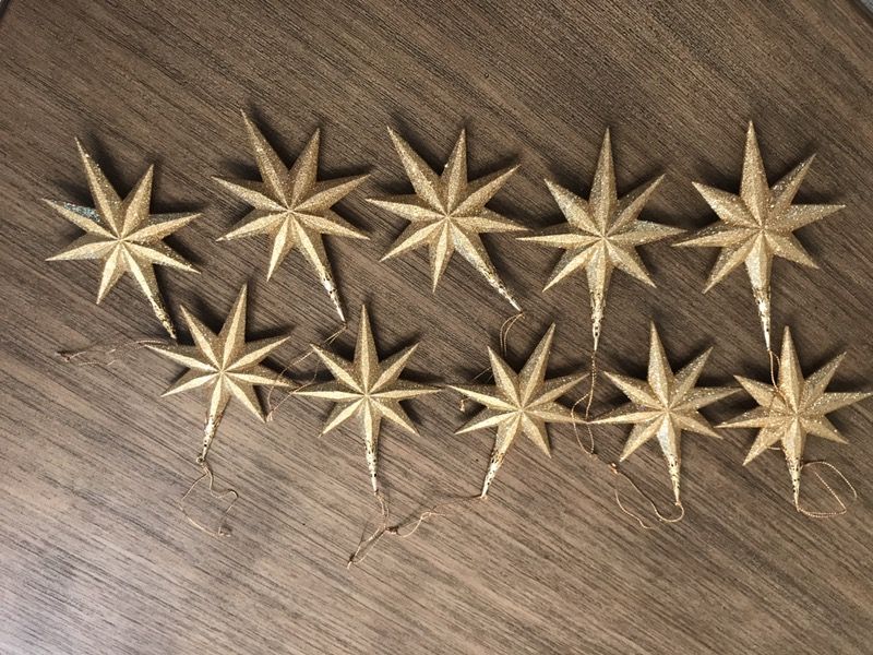 10 Gold Bethlehem Star Ornaments