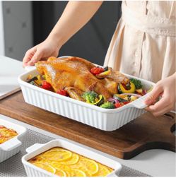 White Ceramic Baking Dish with Handles