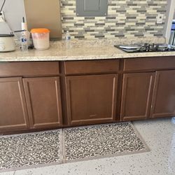 Gas Stove With The Counter Top,Three Drawer And Cabinets 