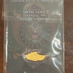 Gold coin - 1/1000 pure gold us army tank with COA