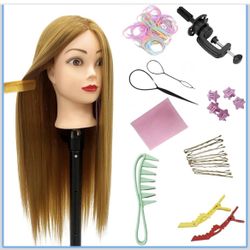 26” Light Auburn Hair Mannequin Head Practicing Braiding