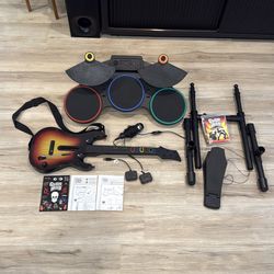 PS3 Guitar Hero World Tour Band Hero Bundle Drum Set Guitar Mic