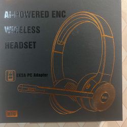 EKSA H16 Wireless Headset with AI Noise Cancelling Microphone, Bluetooth V5.2 Headphones with 2.4G USB Dongle & Mic Mute, 55Hours Playtime for Compute