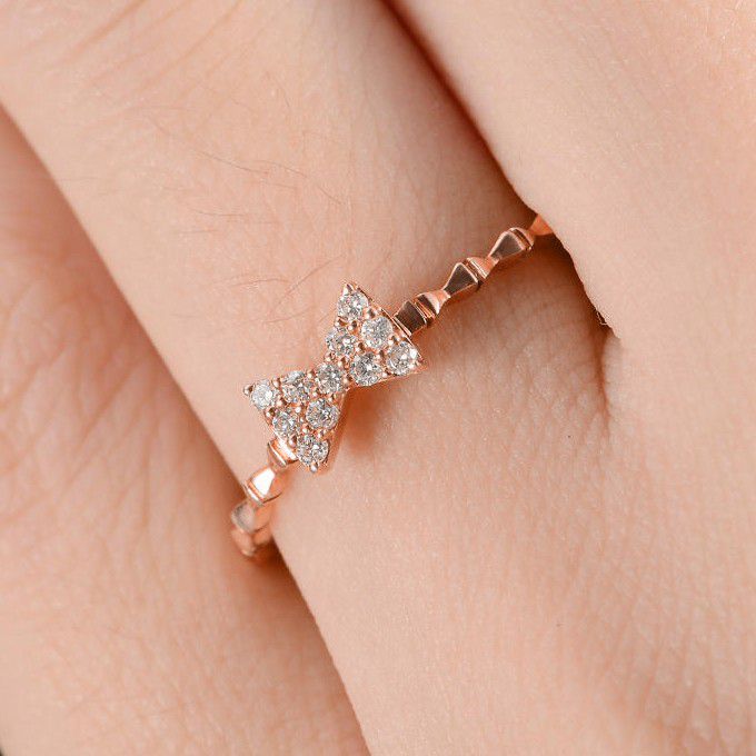 "Cute Bow Knot Wedding/Anniversary Rose Gold Crystal Ring for Women, VIP456
  
 