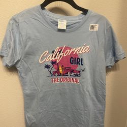 California Girl Blue Soft Tshirt Size XS New 