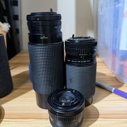 Vintage Sears Lens Lot - 28mm f2.8 Macro + 80-200mm + 70-210mm - Pentax K Mount