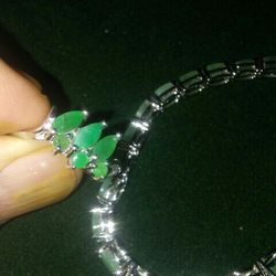 Emerald Ring And Bracelets. Sterling silver Real Stones