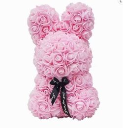 Foam Rose Rabbit Bear 25cm Light Pink Artificial Flower