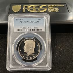 1980 S Gem Proof Kennedy Half Dollar Graded At PR69 With A Deep Cameo 2-3
