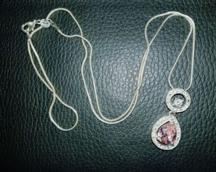 Silver & pink stone necklace