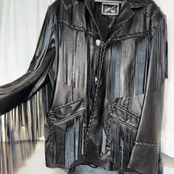 Women’s Vintage Milan Leather Fringe Jacket Sz XL