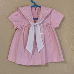 Vintage - Like New JCPenney Toddle Time Pink Corduroy Infant Sailor Dress