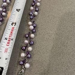 Genuine Pearl And Amethyst Jewelry Set