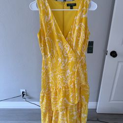 Bright yellow and white Ralph Lauren dress. 
