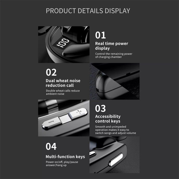 Bluetooth True Wireless Earphone 5.0 Earbuds Headset Noise Reduction