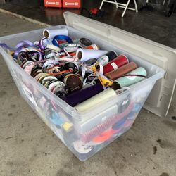 storage tub full of ribbons 