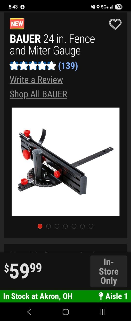 Bauer 24 3/4 Fence And Miter Gauge