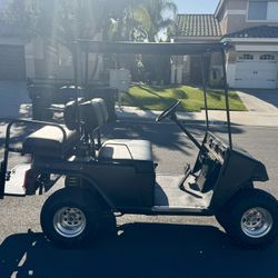 Black EZGO Golf Cart – Gas | New Battery & Carb | Lights & Stereo