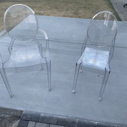 Philip Stark Style Clear Ghost Dining Chair With Arms
