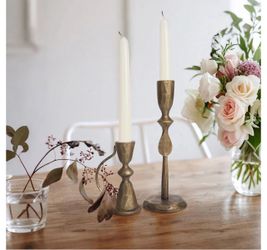 Brass Taper Candlestick Holders Set of 2