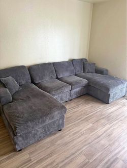 brand new dark grey double chaise sectional sofa couch