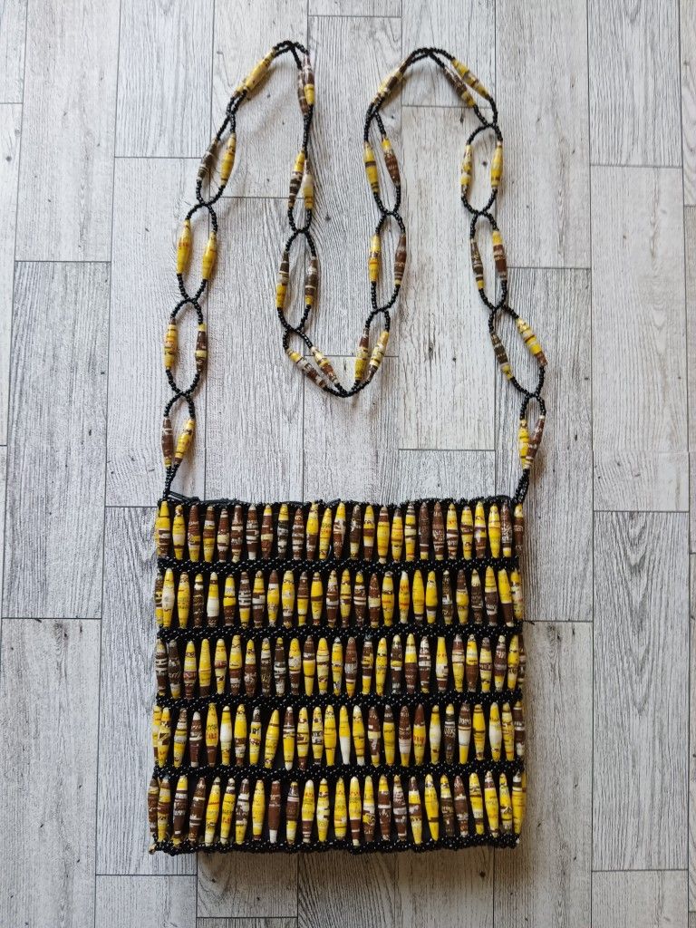 Handmade Paper Beaded Crossbody Purse Uganda