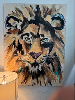 Abstract Lion Expressionist Oil Painting on Canvas by Ali